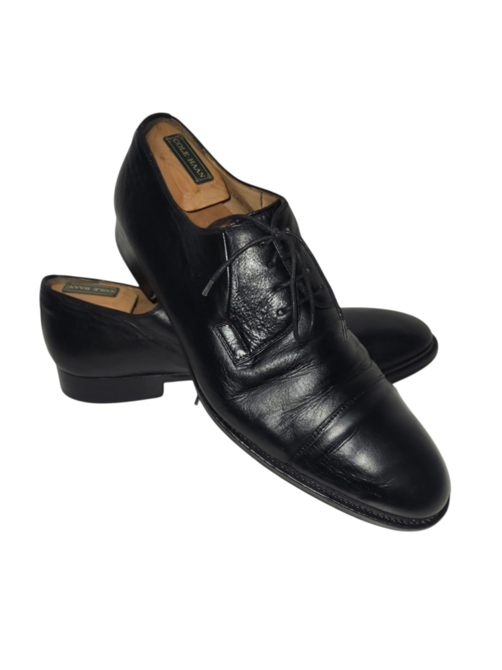 MAGNANNI Men's Black Genuine Leather Oxford Dress Shoes Size 11M Pre-owned Cond.